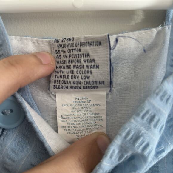 Vintage 2T Boy Blue Shortall Bear Golf Embroidered Back Pocket Lined Summer - Picture 6 of 9